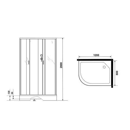 душевая кабина niagara classic 120х80 r ng-3512-14rbk без гидромассажа