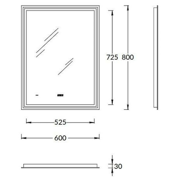 зеркало kerama marazzi tecno 60 te.mi.60 с подсветкой с бесконтактным выключателем с подогревом и часами