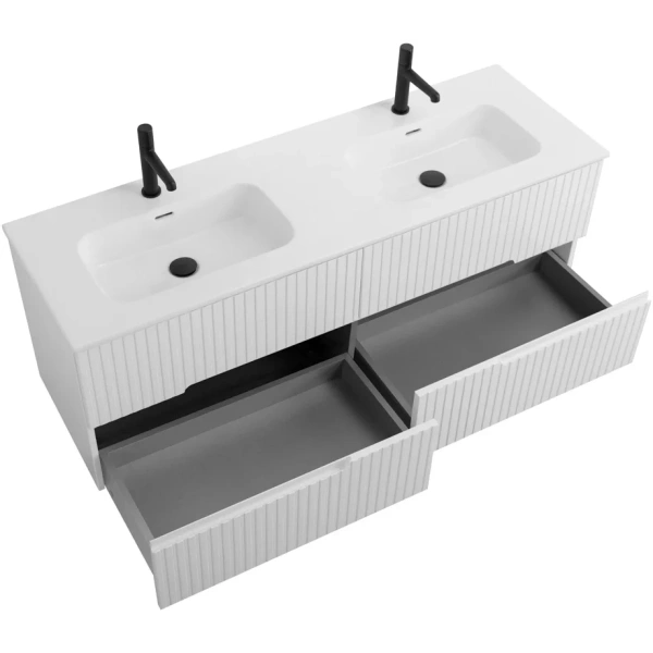 тумба под раковину cezares duet duet-n-1400-4c-so-2-bl 140 см, подвесная, bianco lucido
