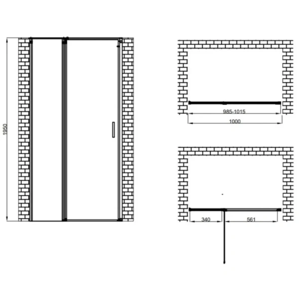 душевая дверь berges legos ls-2 062024 100 см, профиль хром, стекло прозрачное