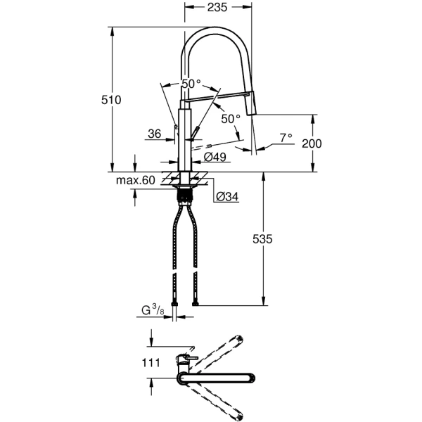 смеситель для кухни grohe concetto 31491000