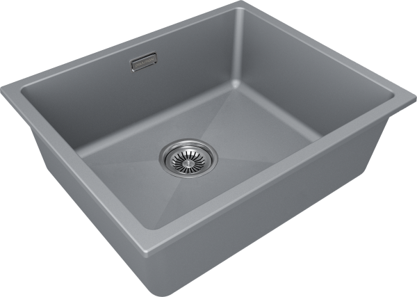 кухонная мойка 555 мм paulmark lumi 55uni lu55-grm, it-granit, цвет серый металлик.