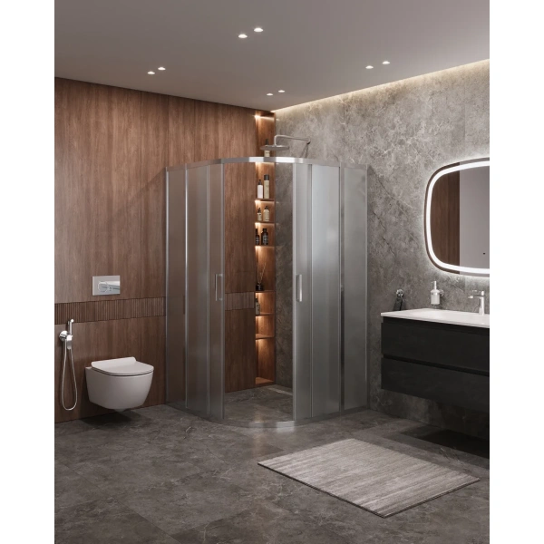душевой уголок cezares molveno r-22 120х120 molveno-r-22-100+20-p-cr профиль хром стекло рифленое
