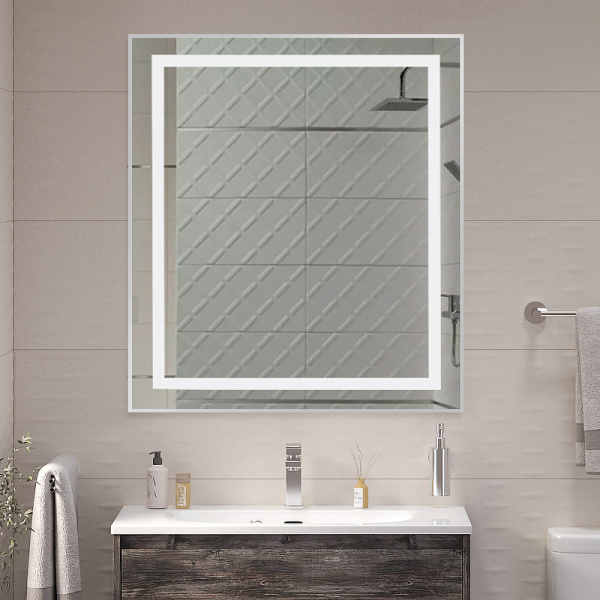 зеркало belbagno kraft 70 spc-kraft-700-800-sens-al с подсветкой сатин с сенсорным выключателем