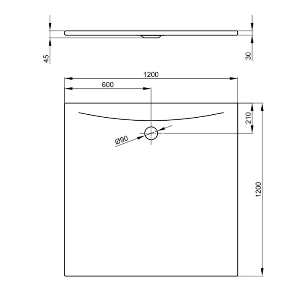bette bette floor side душевой поддон квадратный 120х120, d 9см, цвет: белый