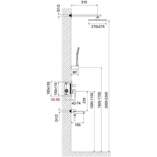 душевая система встроенная timo selene sx-3069/16sm белый матовый
