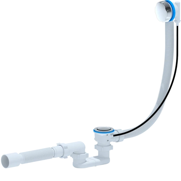 Слив-перелив для ванны АНИ пласт EM701 40 мм, полуавтомат, хром, с сифоном