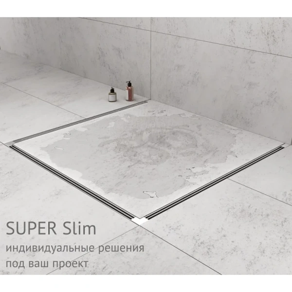 душевой лоток berges super slim 500 090178 с решеткой хром матовый