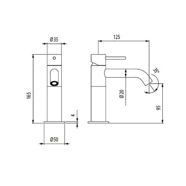 bossini bossini inox однорычажный смеситель для раковины на 1 отв., из нержавеющей стали без донного клапана, цвет: сатинированная нержавеющая сталь