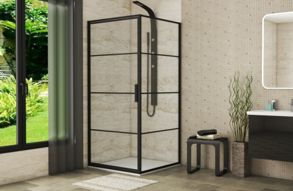 душевой уголок bravat black line 90×90 bs090.2115b профиль черный, стекло прозрачное