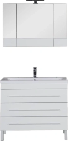тумба под раковину aquanet верона 100 белая (напольная 3 ящика), 00178471