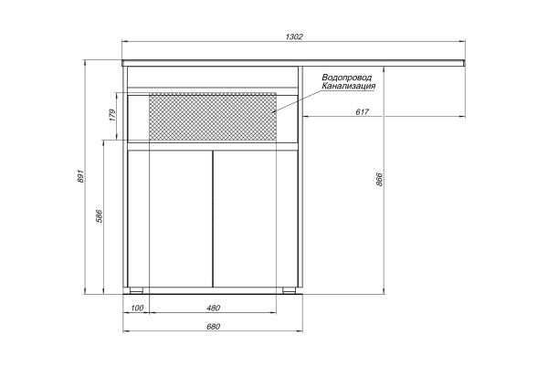 тумба под раковину aquanet токио 00237746 напольная, 1 ящик, 2 дверцы, 130x47.5 см, белый глянец
