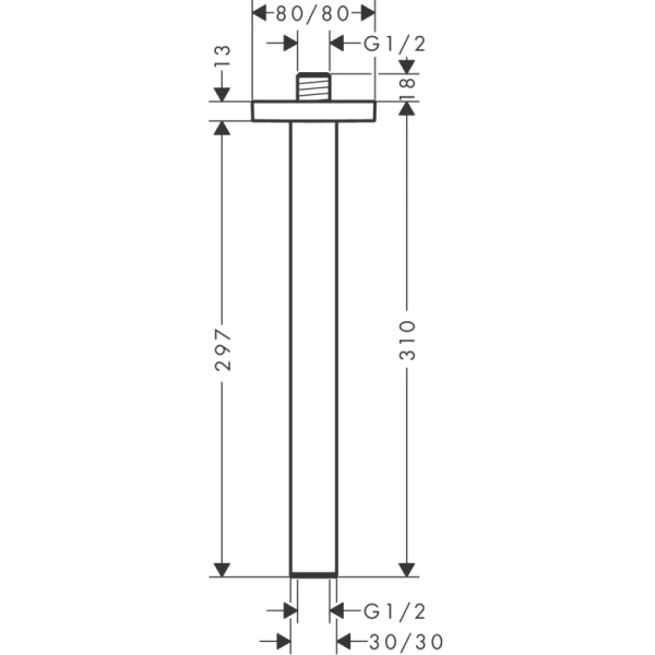 потолочный кронштейн 310 мм hansgrohe pulsify e 24339140