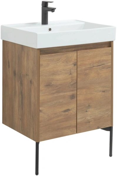 тумба под раковину aquanet nova lite 60 дуб рустикальный, 2 дверцы, 00298849