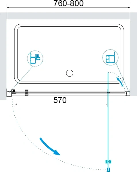 душевая дверь в нишу rgw passage pa-105 80 см, профиль хром, стекло прозрачное