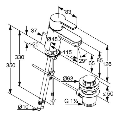 смеситель для раковины kludi logo neo 372820575