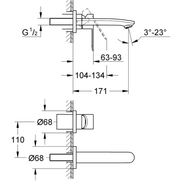 смеситель для раковины без донного клапана grohe eurostyle cosmopolitan 19571002