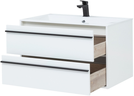 тумба с раковиной aquanet lino 90 271949 подвесная белая матовая