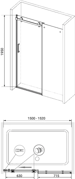 душевая дверь в нишу rgw tornado to-14 1500x1950