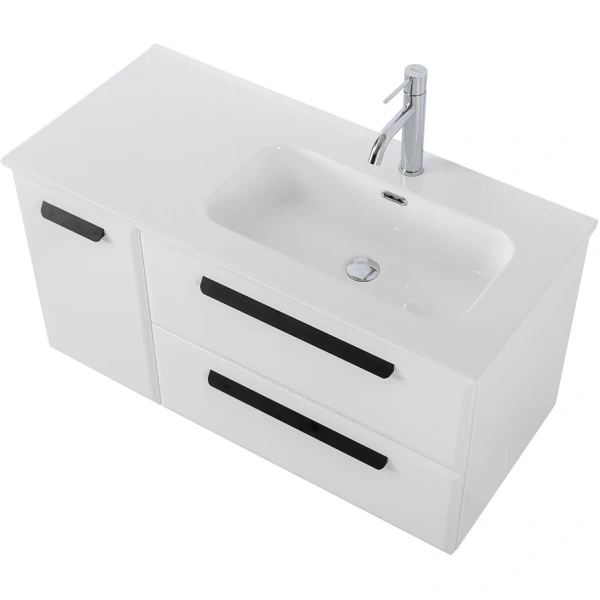 тумба под раковину cezares eco-cer-n 100 r eco-cer-n-1000-2c-1a-so-bl-r подвесная bianco lucido без ручек