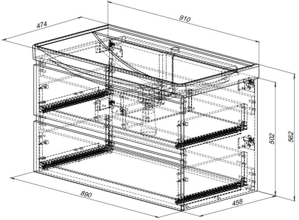 тумба под раковину aquanet вега 2.0 00337962 89x45.8 см, мисти грин