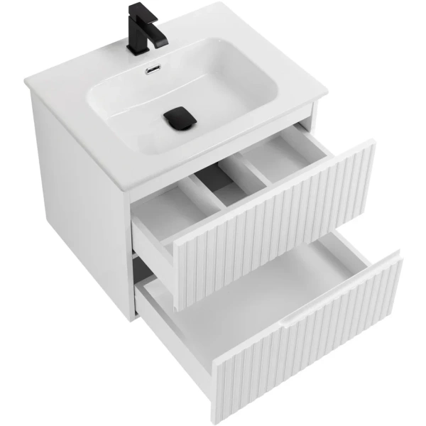 тумба под раковину cezares duet duet-n-700-2c-so-bl 70 см, подвесная, bianco lucido