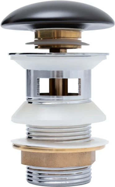 донный клапан aquanet 333929 для раковины, с переливом, матовый черный