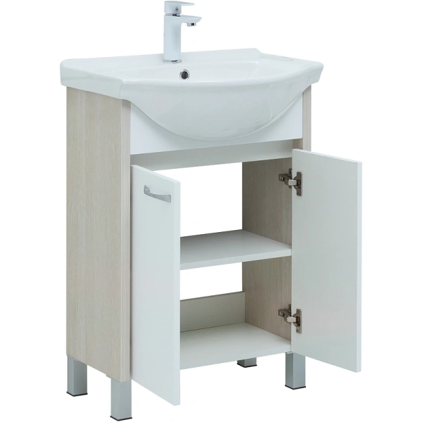 тумба под раковину aquanet донна 60 белый дуб/ белый, 00273996