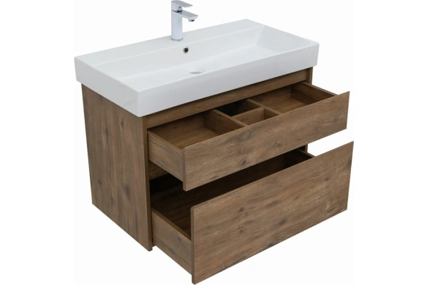 тумба под раковину aquanet nova lite 85 дуб рустикальный (2 ящика), 00249954