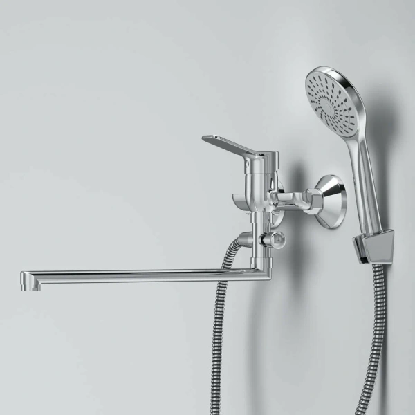 смеситель am.pm x-joy f85a90100 для ванны, с длинным изливом, хром