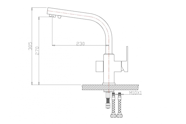 смеситель для кухни zorg clean wate zr 311 yf- кварц