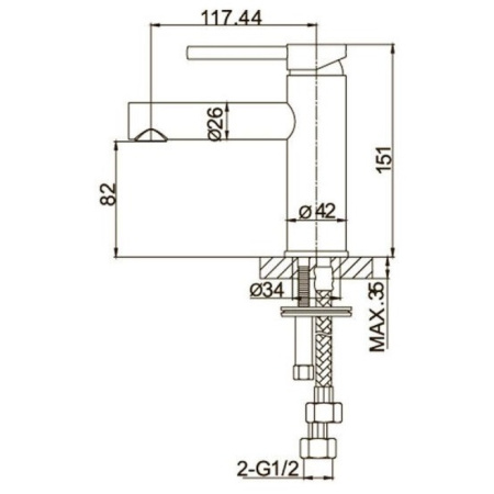 смеситель для раковины без донного клапана caprigo don 53-020-brg