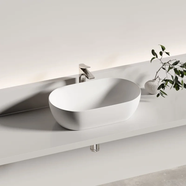 раковина накладная ceramicanova twist овальная 50 см цвет белый матовый cn12001mw