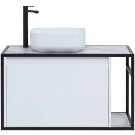 тумба под раковину aquanet nova lite loft 90r 261651 подвесная белый глянец