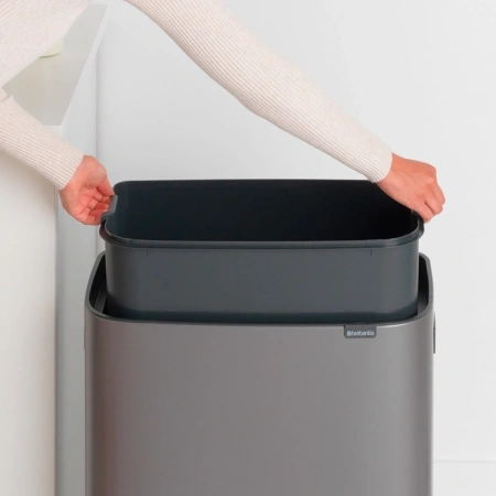 мусорное ведро brabantia bo touch bin 223068 60 л, платиновое
