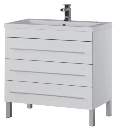 тумба под раковину aquanet верона 100 белая (напольная 3 ящика), 00178471