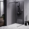 душевая стенка am.pm func w84wi-110-f1-bte, 110 см, со свободным входом, профиль черный, стекло прозрачное