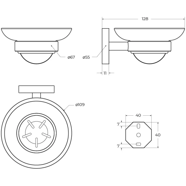 Мыльница Cezares Relax RELAX-SODS-GM настенная, оружейная сталь