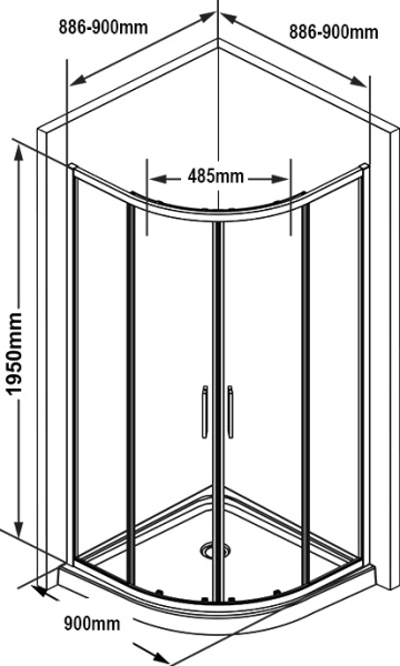 душевой уголок ravak blix slim blscp4-90 x3bm70300z1 профиль черный+transparent