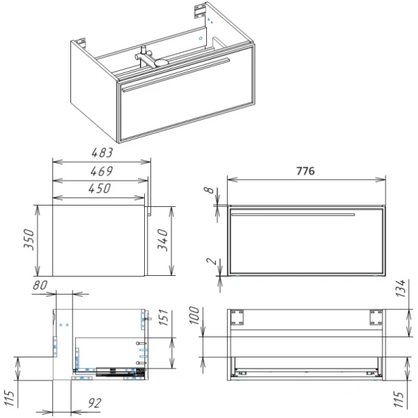 тумба синий матовый 77,6 см la fenice elba fnc-01-elb-bg-80