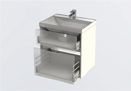 тумбы под раковину aquanet латина 00179934 2 ящика, 59x44.5 см, белый глянец