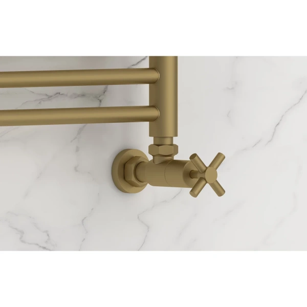 вентиль запорный угловой сунержа 032-1408-1234 3/4"x1/2" г/ш, золотой матовый