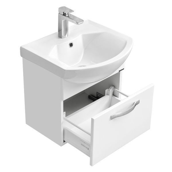 тумба под раковину aquaton ария 50 1a140301aa010 подвесная, 47x30.9 см, цвет белая