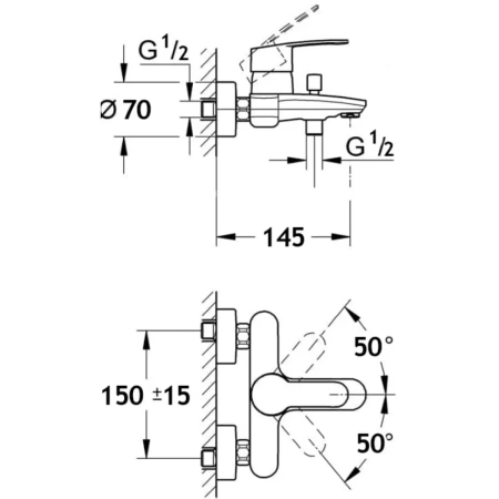 смеситель для ванны aquame prato aqmp6122 с душевым гарнитуром, хром