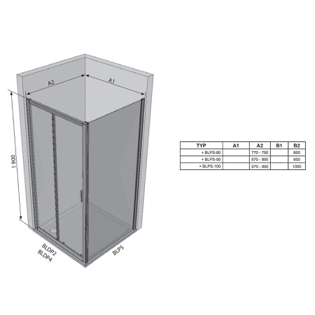 душевая стенка ravak blix blps-90 9bh70c00zh профиль блестящий стекло графит