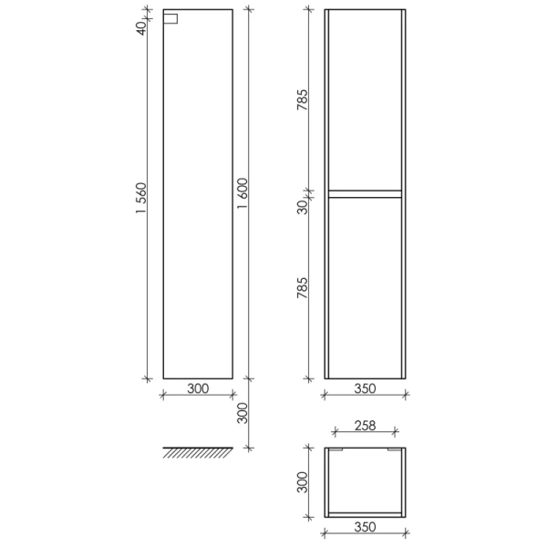 шкаф-пенал sancos libra подвесной белый глянцевый 35 см. арт. plb35w
