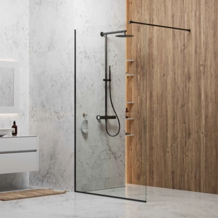 Душевая перегородка Berges Sky Black 110х200 064011 профиль черный матовый, стекло прозрачное