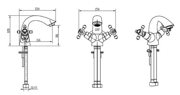 смеситель для раковины boheme royal cristal 311-royal бронза
