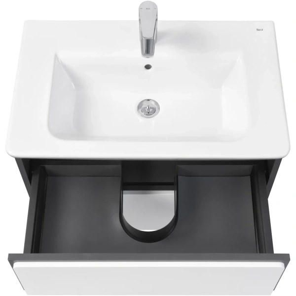 тумба с раковиной белый глянец/антрацит 70 см roca ronda zru9302964 + 327471000