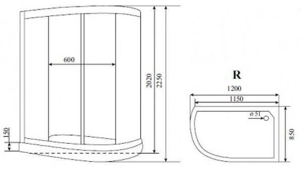 душевая кабина timo standart t-1102pr 120х85